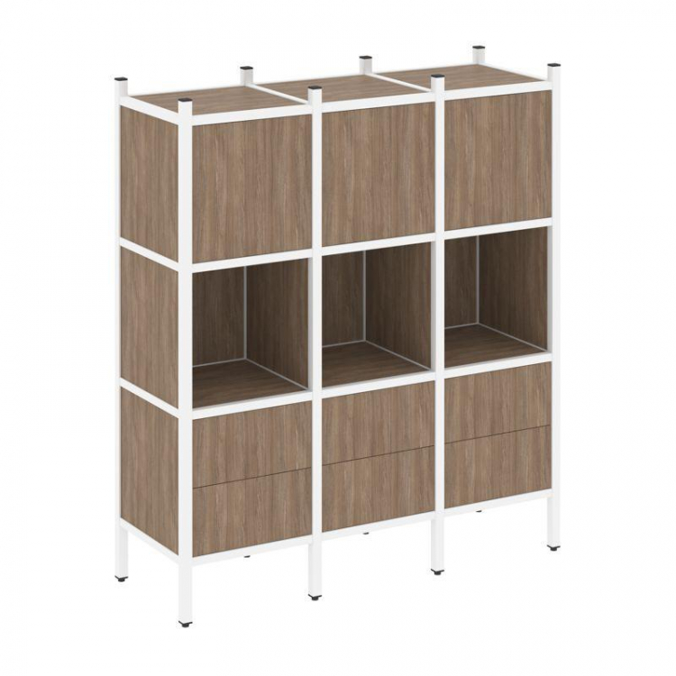 Loft Прямой стеллаж VR.L-08 Дуб Аризона/Металл Белый 1278*446*1458