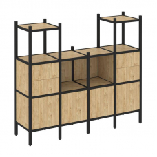 Loft Прямой стеллаж VR.L-14 Тиквуд Светлый/Металл Черный 1694*446*1458