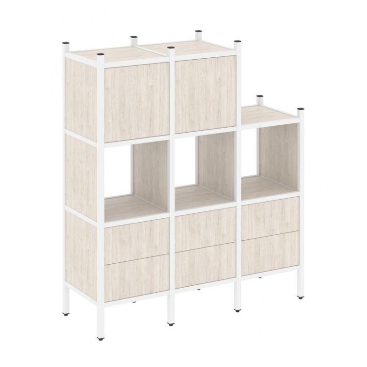 Loft Прямой стеллаж VR.L-15 Денвер Светлый/Металл Белый 1278*446*1458