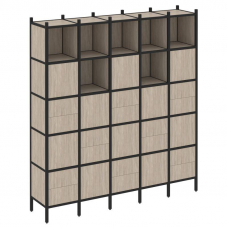 Loft Прямой стеллаж VR.L-10 Дуб Аттик/Металл Черный 2110*446*2280