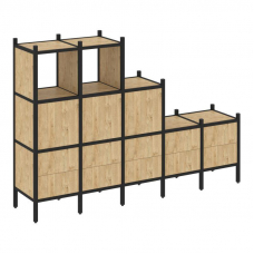 Loft Прямой стеллаж VR.L-19 Тиквуд Светлый/Металл Черный 2110*446*1458