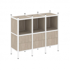 Loft Прямой стеллаж VR.L-07 Дуб Аттик/Металл Белый 1278*446*1047