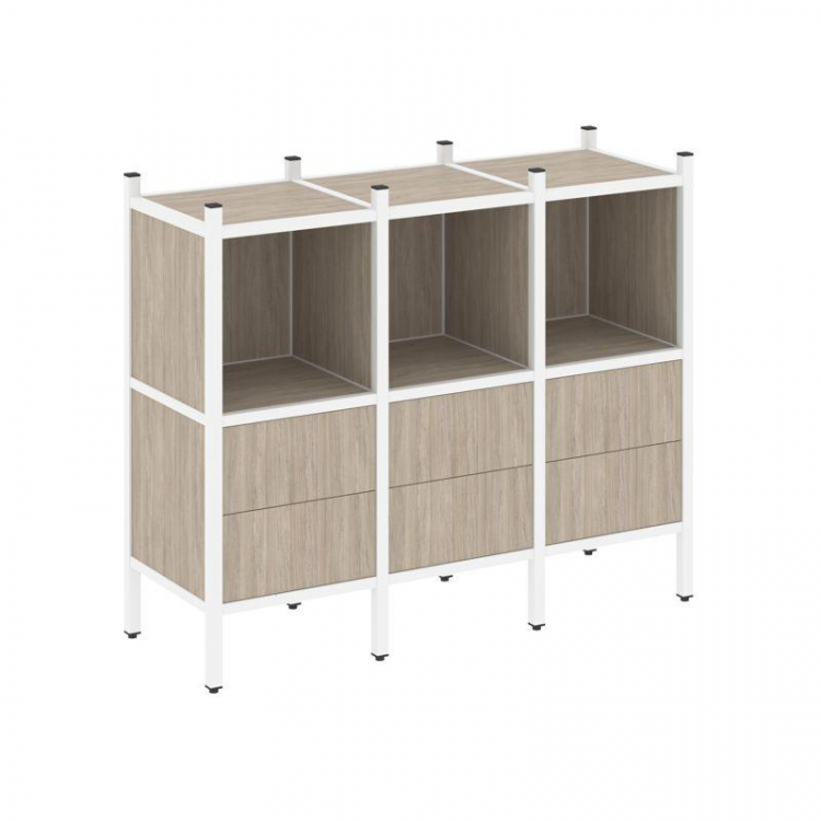 Loft Прямой стеллаж VR.L-07 Дуб Аттик/Металл Белый 1278*446*1047