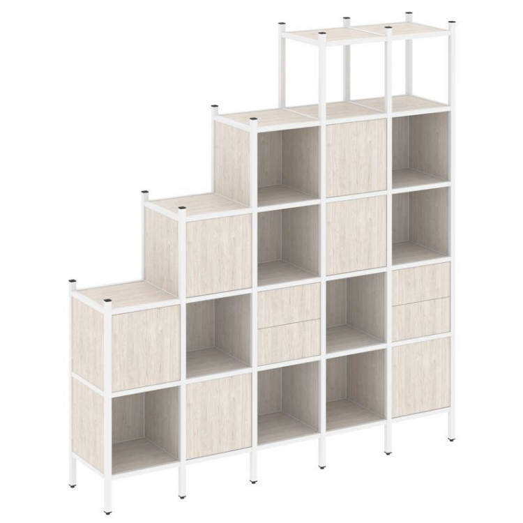 Loft Прямой стеллаж VR.L-25 Денвер Светлый/Металл Белый 2110*446*2280