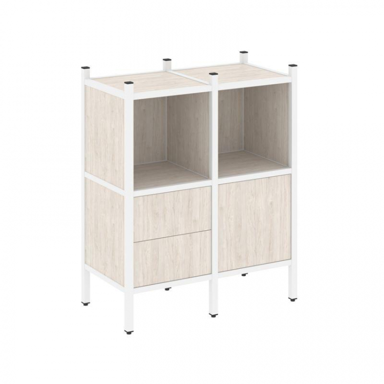 Loft Прямой стеллаж VR.L-02 Денвер Светлый/Металл Белый 862*446*1047