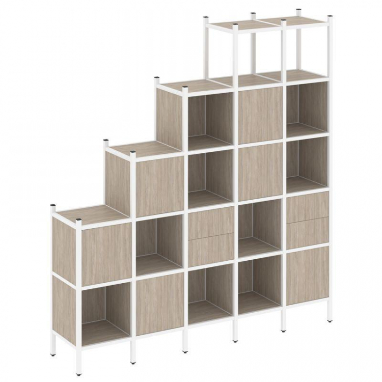 Loft Прямой стеллаж VR.L-25 Дуб Аттик/Металл Белый 2110*446*2280