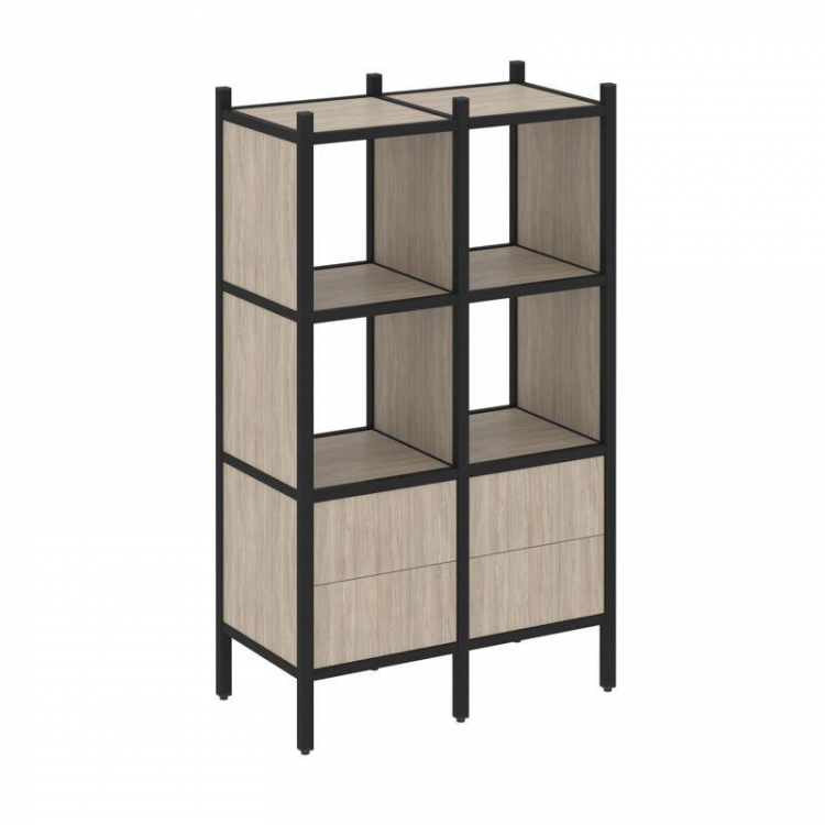 Loft Прямой стеллаж VR.L-03 Дуб Аттик/Металл Черный 862*446*1458