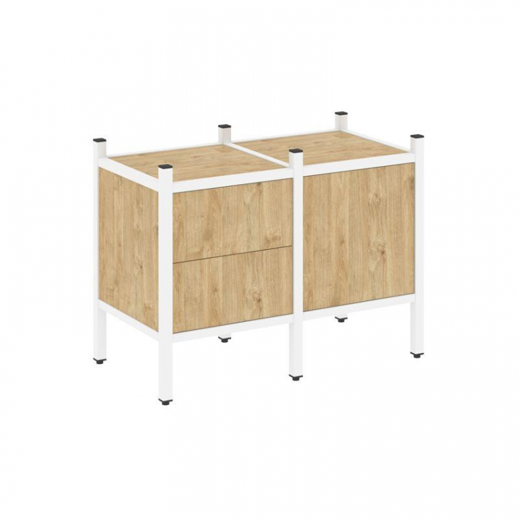 Loft Прямой стеллаж VR.L-01 Тиквуд Светлый/Металл Белый 862*446*636