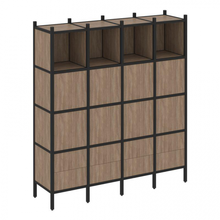 Loft Прямой стеллаж VR.L-09 Дуб Аризона/Металл Черный 1694*446*1869