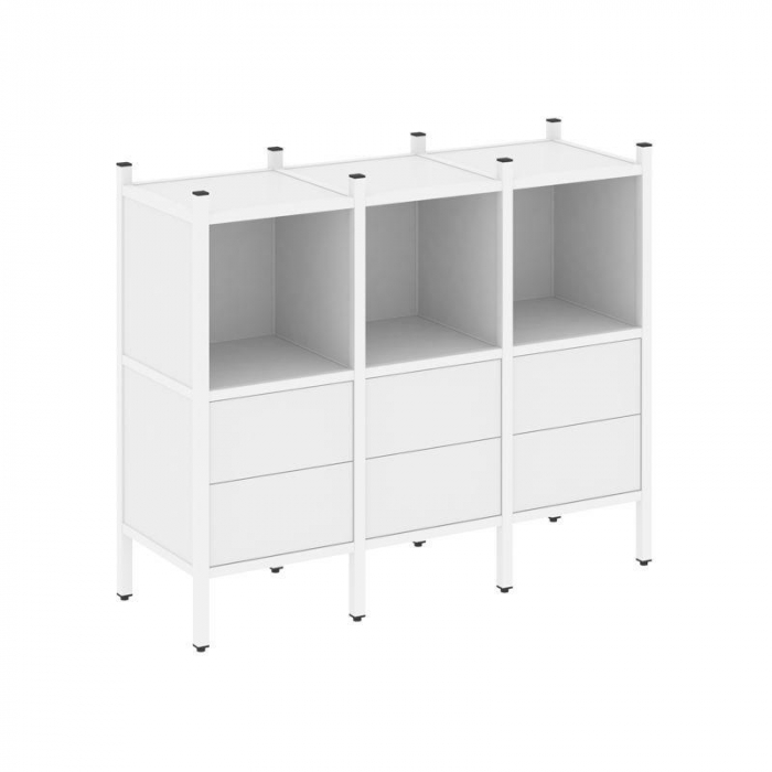 Лофт Прямой стеллаж VR.L-07 Белый Бриллиант/Металл Белый 1278*446*1047