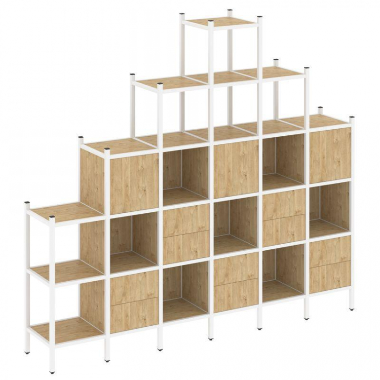 Loft Прямой стеллаж VR.L-24 Тиквуд Светлый/Металл Белый 2526*446*2280