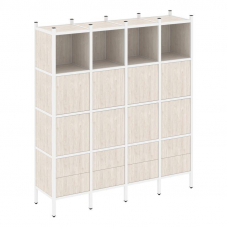 Loft Прямой стеллаж VR.L-09 Денвер Светлый/Металл Белый 1694*446*1869