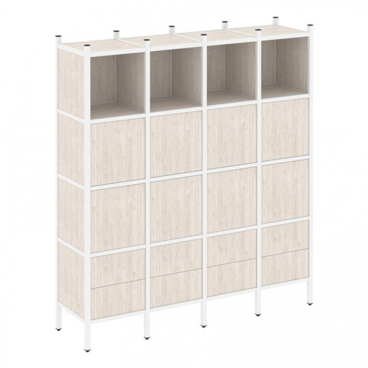 Loft Прямой стеллаж VR.L-09 Денвер Светлый/Металл Белый 1694*446*1869