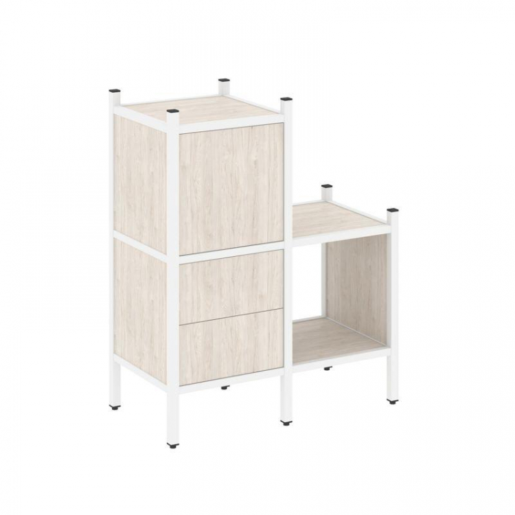 Loft Прямой стеллаж VR.L-11 Денвер Светлый/Металл Белый 862*446*1047