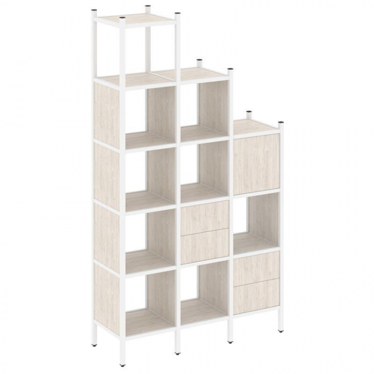 Loft Прямой стеллаж VR.L-21 Денвер Светлый/Металл Белый 1278*446*2280