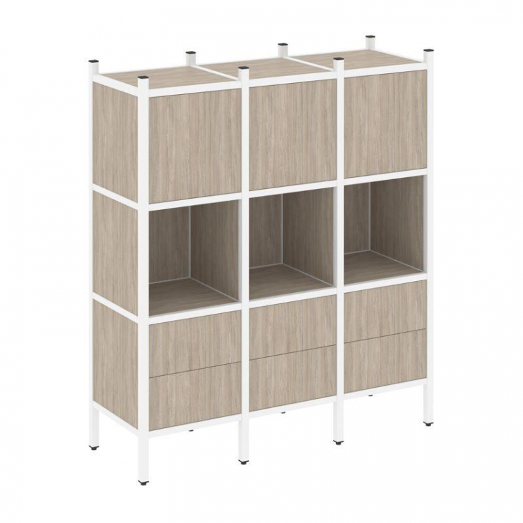 Loft Прямой стеллаж VR.L-08 Дуб Аттик/Металл Белый 1278*446*1458