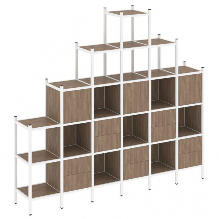 Loft Прямой стеллаж VR.L-24 Дуб Аризона/Металл Белый 2526*446*2280