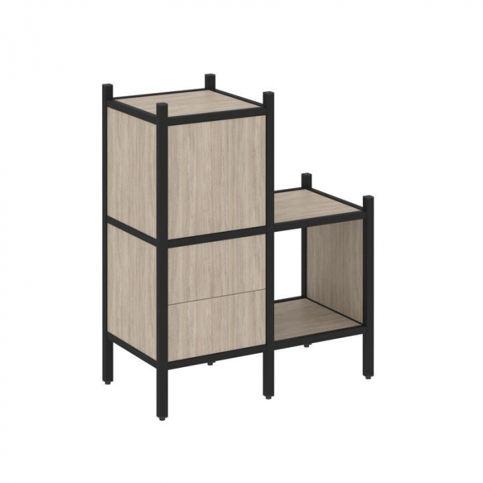Loft Прямой стеллаж VR.L-11 Дуб Аттик/Металл Черный 862*446*1047