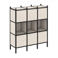 Loft Прямой стеллаж VR.L-08 Денвер Светлый/Металл Черный 1278*446*1458