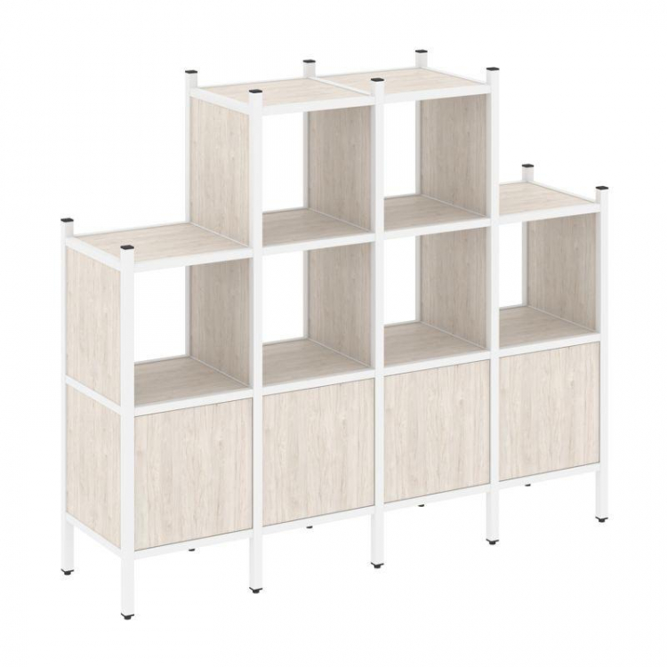 Loft Прямой стеллаж VR.L-16 Денвер Светлый/Металл Белый 1694*446*1458