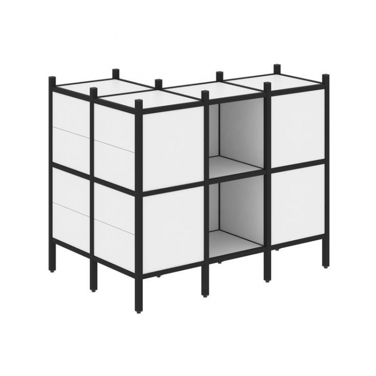 Loft Угловой внешний стеллаж наборный VR.L-51 Белый Бриллиант/Металл Черный 862*1278*1047