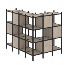 Loft Угловой внешний стеллаж наборный VR.L-52 Дуб Аттик/Металл Черный 1694*1278*1458