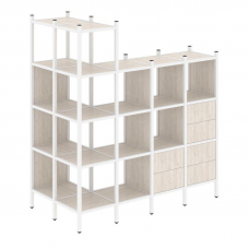 Loft Угловой внешний стеллаж наборный VR.L-57 Денвер Светлый/Металл Белый 862*1694*1869