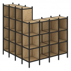 Loft Угловой внешний стеллаж наборный VR.L-60 Тиквуд Светлый/Металл Черный 1694*1694*1869