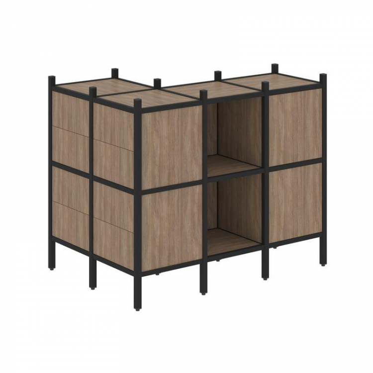 Loft Угловой внешний стеллаж наборный VR.L-51 Дуб Аризона/Металл Черный 862*1278*1047