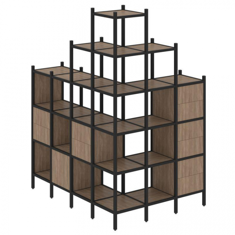 Loft Угловой внешний стеллаж наборный VR.L-56 Дуб Аризона/Металл Черный 1694*1278*2280