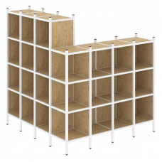 Loft Угловой внешний стеллаж наборный VR.L-60 Тиквуд Светлый/Металл Белый 1694*1694*1869