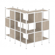 Loft Угловой внешний стеллаж наборный VR.L-52 Дуб Аттик/Металл Белый 1694*1278*1458