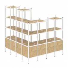 Loft Угловой внешний стеллаж наборный VR.L-55 Тиквуд Светлый/Металл Белый 1694*1694*1869