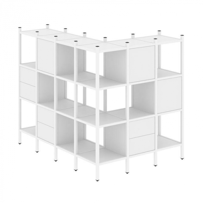 Loft Угловой внешний стеллаж наборный VR.L-52 Белый Бриллиант/Металл Белый 1694*1278*1458