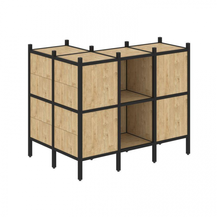 Loft Угловой внешний стеллаж наборный VR.L-51 Тиквуд Светлый/Металл Черный 862*1278*1047