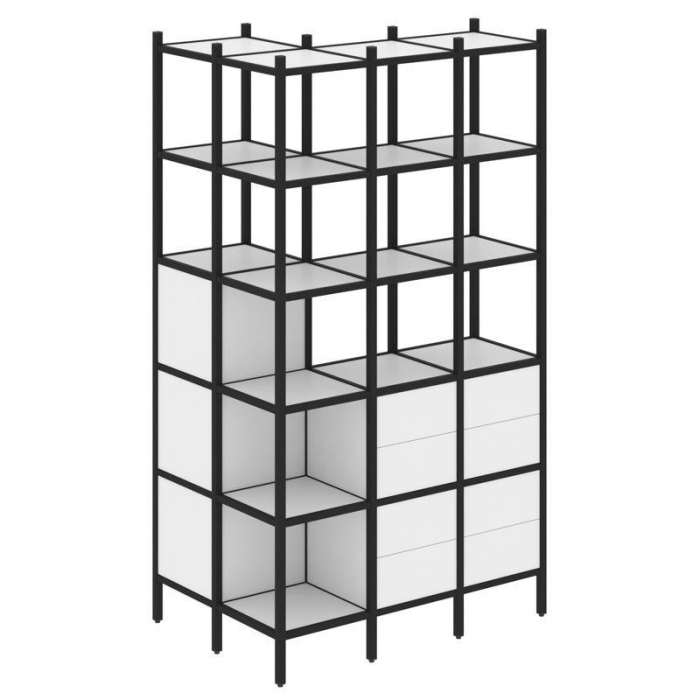 Loft Угловой внешний стеллаж наборный VR.L-54 Белый Бриллиант/Металл Черный 862*1278*2280