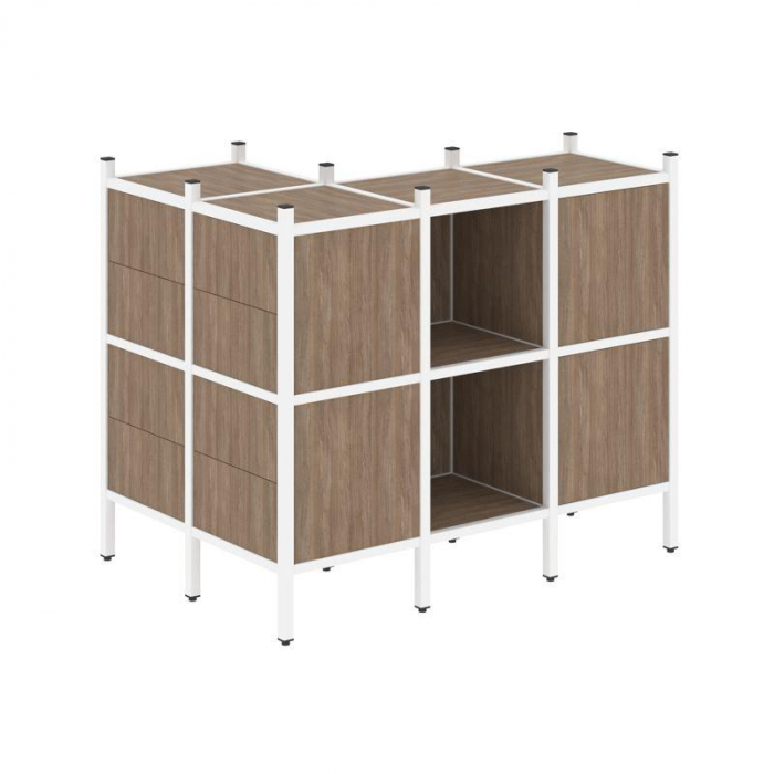 Loft Угловой внешний стеллаж наборный VR.L-51 Дуб Аризона/Металл Белый 862*1278*1047
