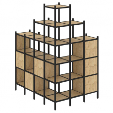 Loft Угловой внешний стеллаж наборный VR.L-56 Тиквуд Светлый/Металл Черный 1694*1278*2280