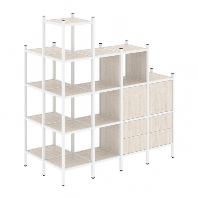 Loft Угловой внешний стеллаж наборный VR.L-58 Денвер Светлый/Металл Белый 862*1694*1869