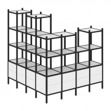 Loft Угловой внешний стеллаж наборный VR.L-55 Белый Бриллиант/Металл Черный 1694*1694*1869