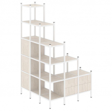 Loft Угловой внешний стеллаж наборный VR.L-59 Денвер Светлый/Металл Белый 1278*1278*2280