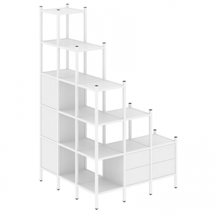 Loft Угловой внешний стеллаж наборный VR.L-59 Белый Бриллиант/Металл Белый 1278*1278*2280