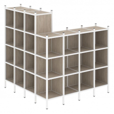 Loft Угловой внешний стеллаж наборный VR.L-60 Дуб Аттик/Металл Белый 1694*1694*1869