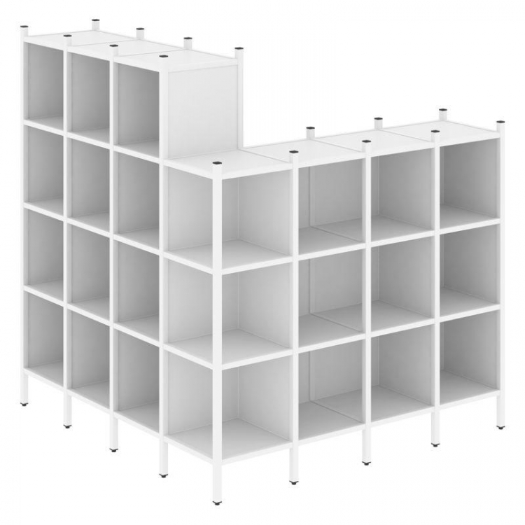 Loft Угловой внешний стеллаж наборный VR.L-60 Белый Бриллиант/Металл Белый 1694*1694*1869