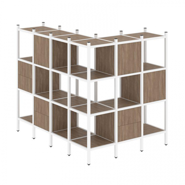 Loft Угловой внешний стеллаж наборный VR.L-52 Дуб Аризона/Металл Белый 1694*1278*1458