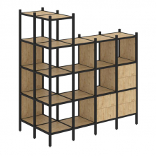Loft Угловой внешний стеллаж наборный VR.L-57 Тиквуд Светлый/Металл Черный 862*1694*1869