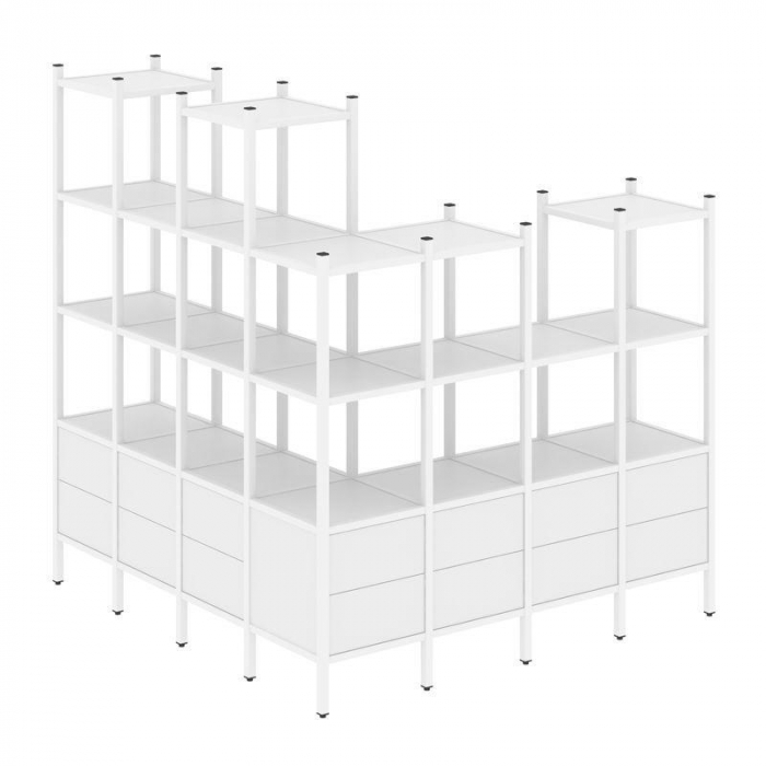 Loft Угловой внешний стеллаж наборный VR.L-55 Белый Бриллиант/Металл Белый 1694*1694*1869