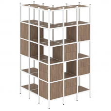 Loft Угловой внешний стеллаж наборный VR.L-53 Дуб Аризона/Металл Белый 1278*1278*2280