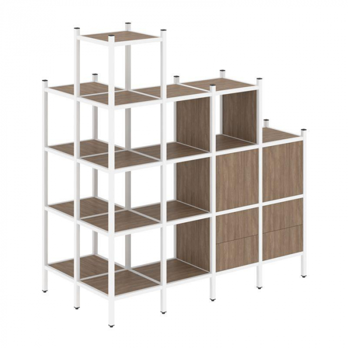 Лофт Угловой внешний стеллаж наборный VR.L-58 Дуб Аризона/Металл Белый 862*1694*1869