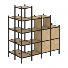 Loft Угловой внешний стеллаж наборный VR.L-58 Тиквуд Светлый/Металл Черный 862*1694*1869